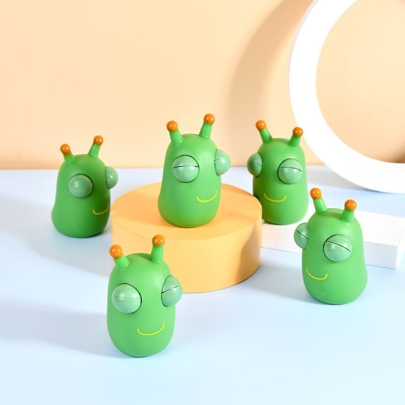 Funny Grass Worm Pinch Toy, Green Eye Bouncing Worm Squeeze Toy, Novelty Fun Squeeze Stress Relief Toys For Adults Kids Gift Cool Gadgets