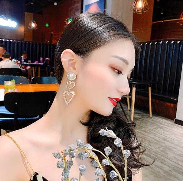 Stylish Earrings Pearl Rhinestone Drop Earrings