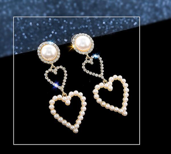 Stylish Earrings Pearl Rhinestone Drop Earrings