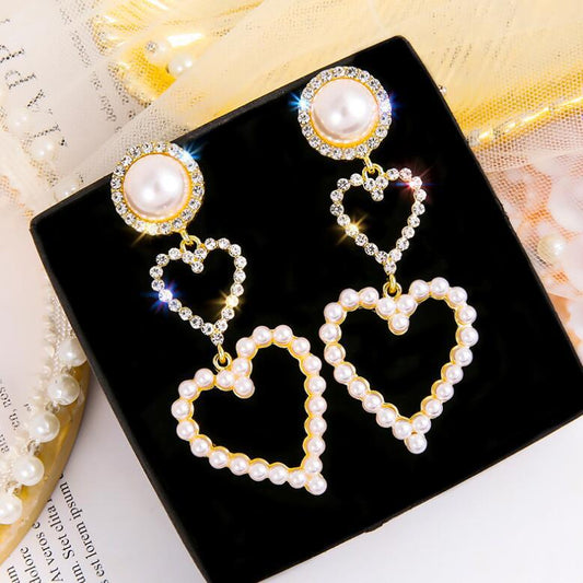 Stylish Earrings Pearl Rhinestone Drop Earrings