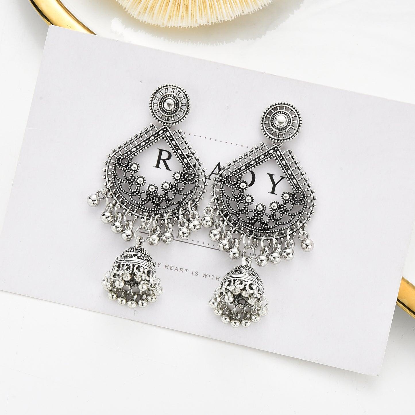 Earrings with Diamond Lens Bell Tassel Earrings Diamond Lens Earrings Vintage Earrings Bell Earrings Earrings