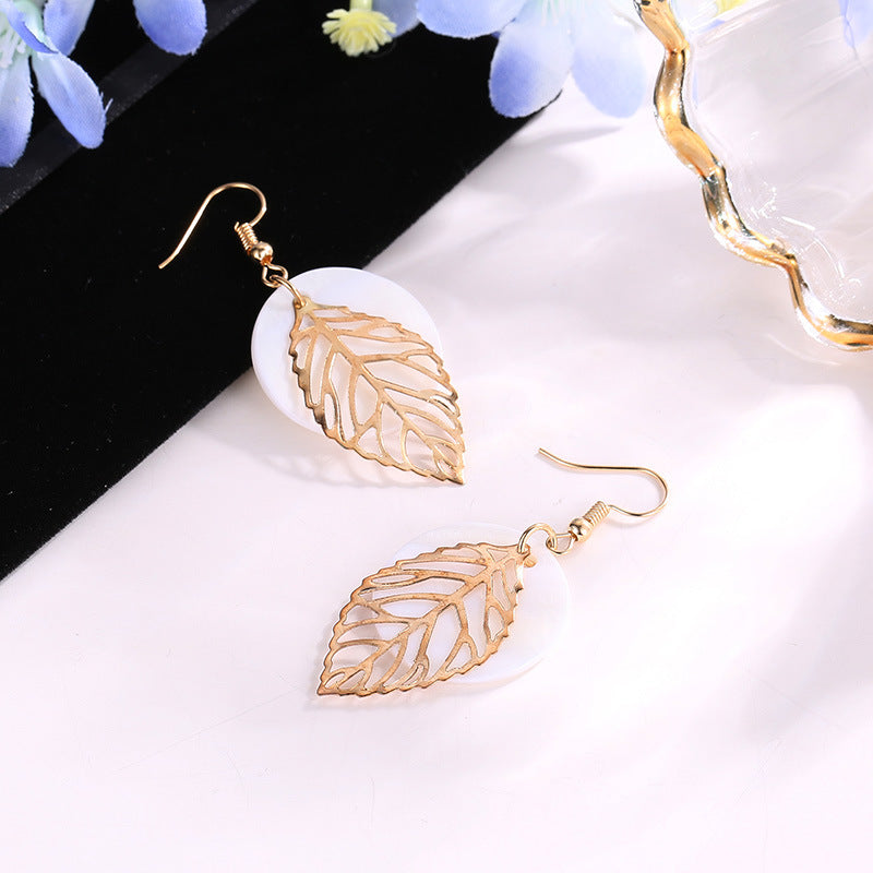 All-match Geometric Earrings Natural Shell Leaf Combination Earrings Earrings Earrings