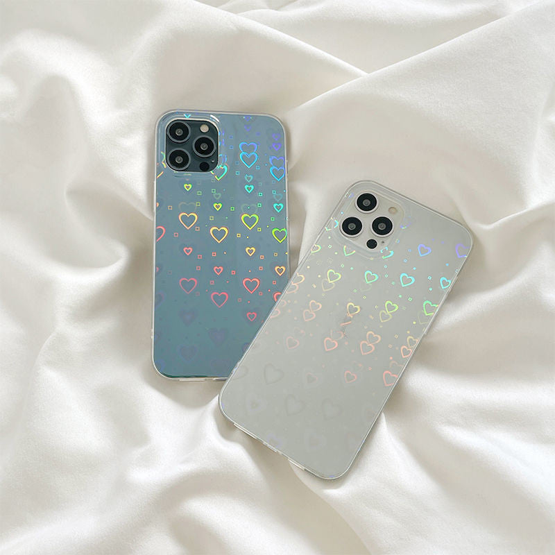 Silicone Phone Cover Laser Colorful Love For Double-sided Coated Silicone Phone Case