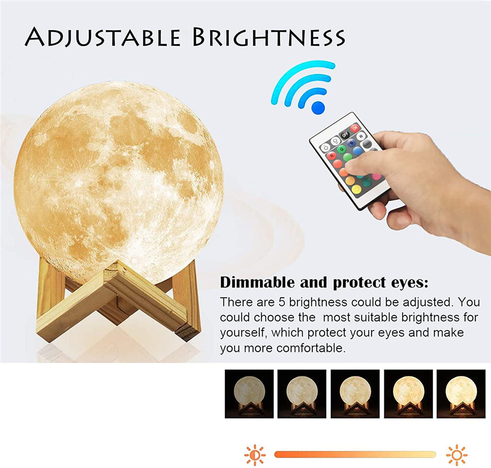 LED Night Lights Moon Lamp 3D Print Moonlight Timeable Dimmable Rechargeable Bedside Table Desk Lamp Children's Leds Night Light