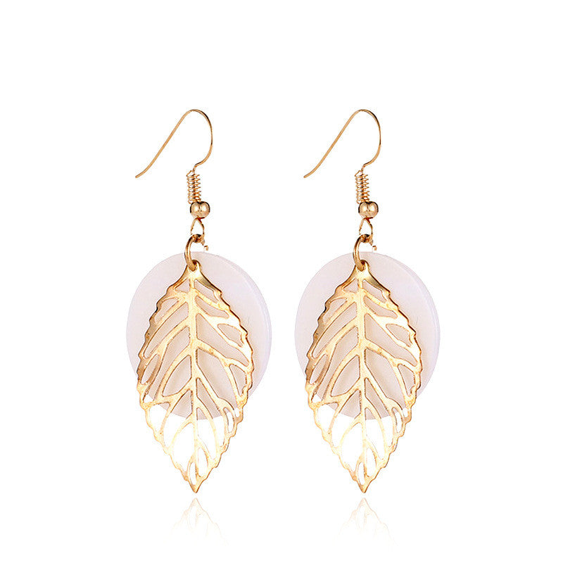 All-match Geometric Earrings Natural Shell Leaf Combination Earrings Earrings Earrings