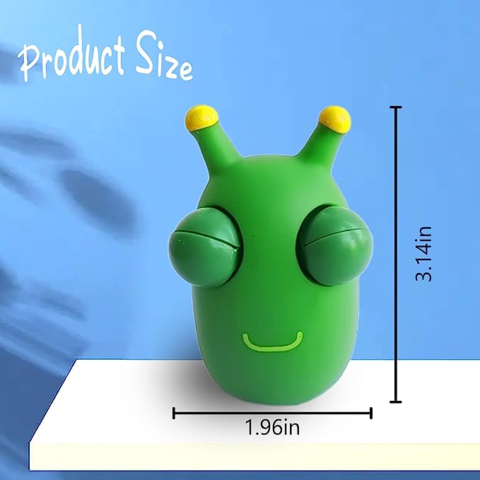 Funny Grass Worm Pinch Toy, Green Eye Bouncing Worm Squeeze Toy, Novelty Fun Squeeze Stress Relief Toys For Adults Kids Gift Cool Gadgets