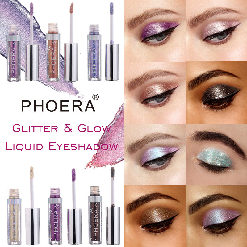 Eyeshadow Foe Women and Girls PHOERA Magnificent Metals Glitter and Glow Liquid Eyeshadow 12 Colors