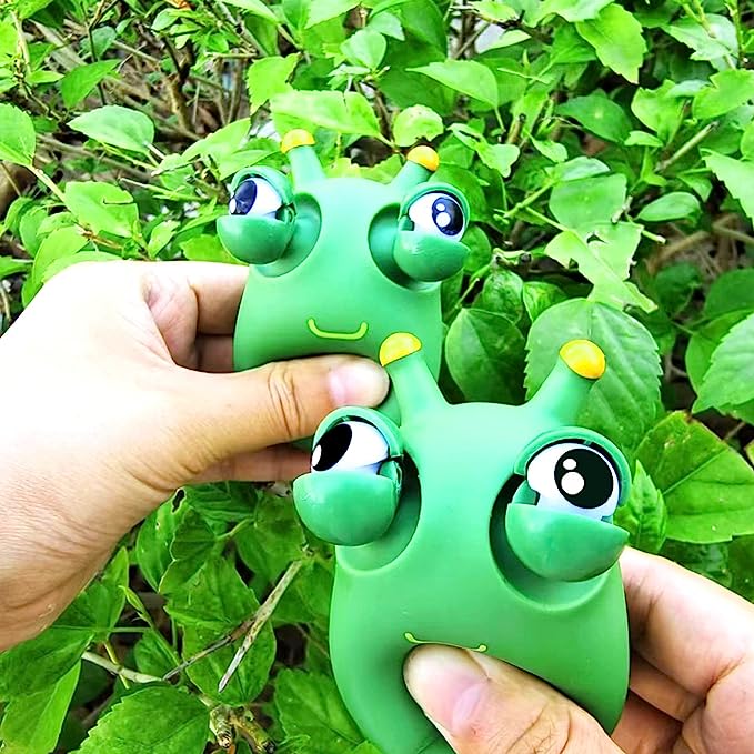 Funny Grass Worm Pinch Toy, Green Eye Bouncing Worm Squeeze Toy, Novelty Fun Squeeze Stress Relief Toys For Adults Kids Gift Cool Gadgets