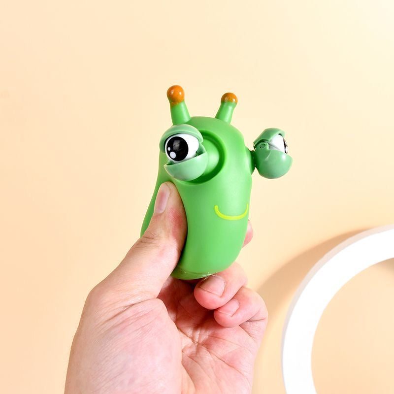 Funny Grass Worm Pinch Toy, Green Eye Bouncing Worm Squeeze Toy, Novelty Fun Squeeze Stress Relief Toys For Adults Kids Gift Cool Gadgets